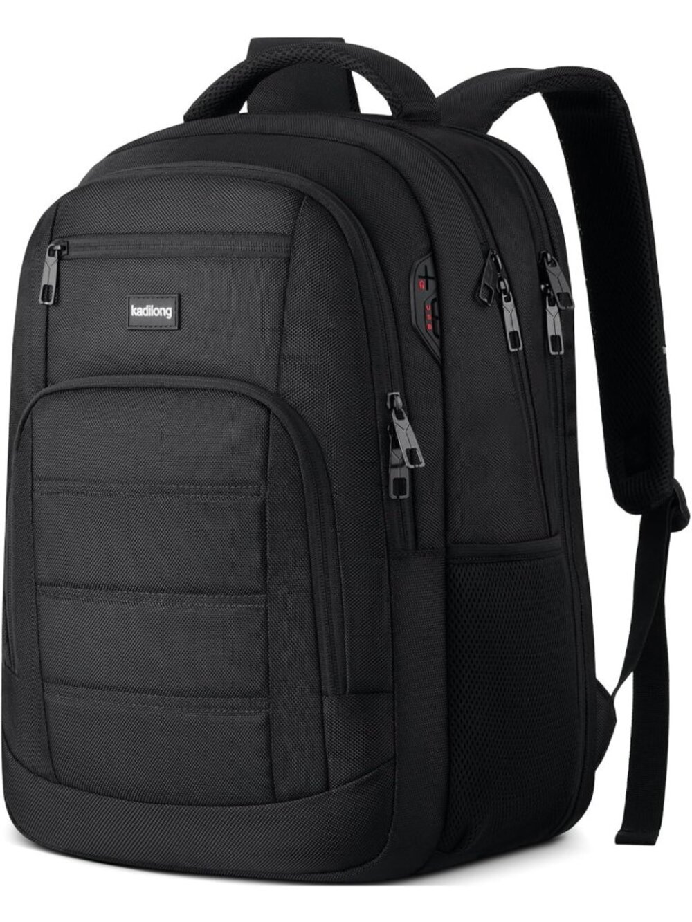 Stylish Black Laptop Backpack for Teen Boys & College Students - USB Charging